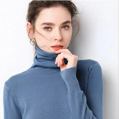 Turtleneck Sweater Solid Pullover Femme Basic Knitwear