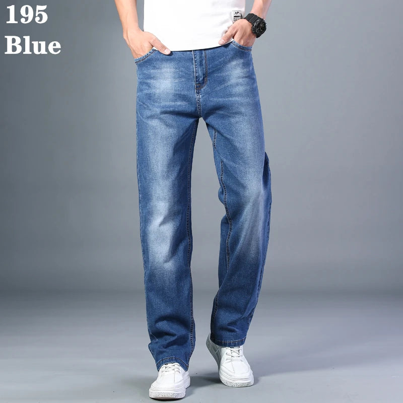 stretch men's straight loose loose summer thin jeans