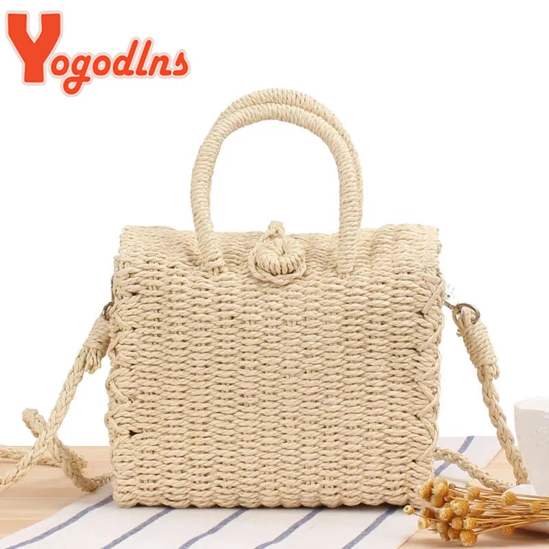 Summer Straw Beach Bag Handmade Handbag Shoulder Bags Rattan