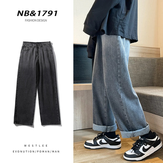 Men's Denim Wide-leg Pants Streetwear Fashion