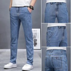 Classic Style Men's Jeans Cotton Casual Business Stretch Denim Trousers