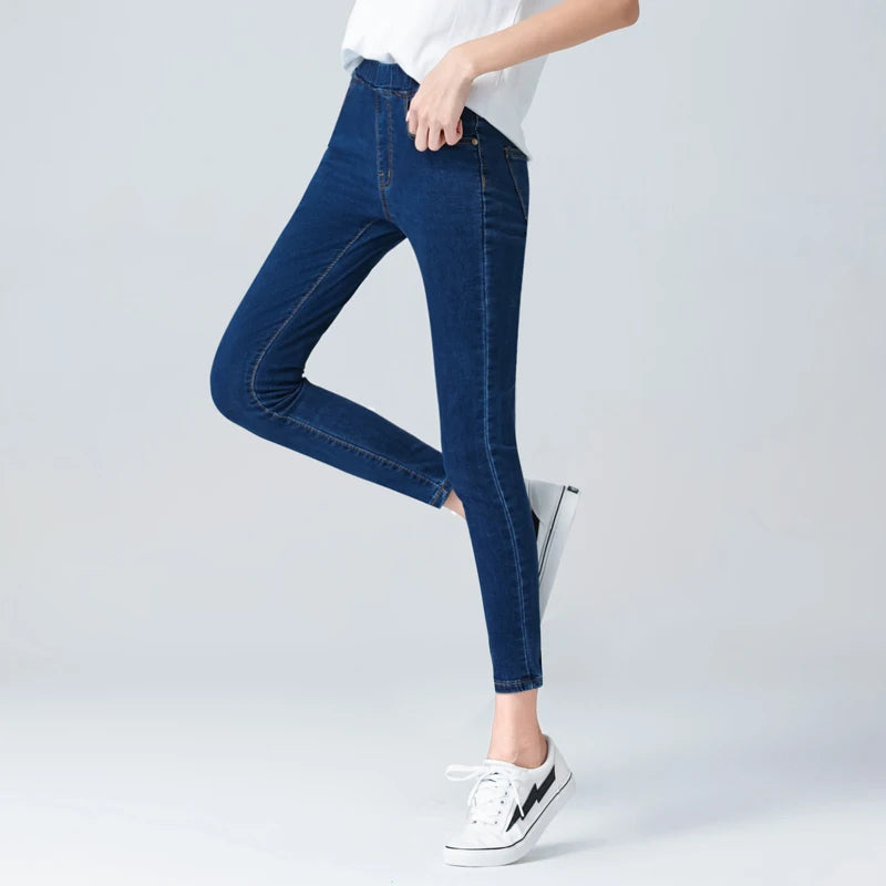 Women's Elastic High Waist Skinny Jeans Fashion