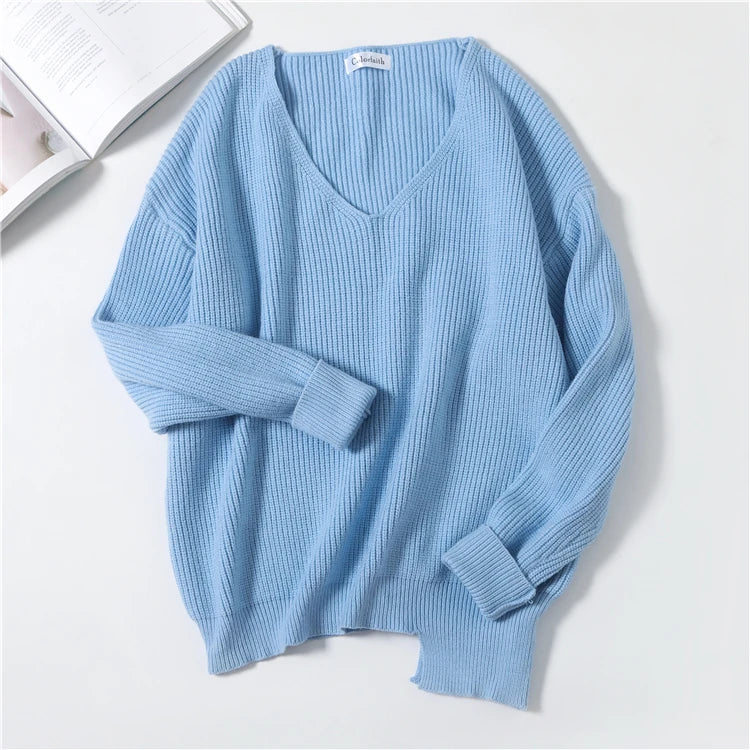 Minimalist Tops Oversized Irregular Hem Knitted Chic Casual Sweater