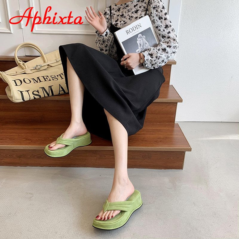 Platform Flip Flops Women Leisure  5cm Wedge Heel