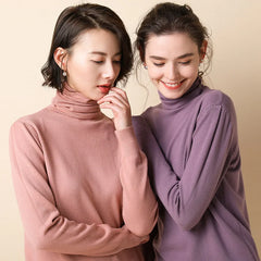 Turtleneck Sweater Solid Pullover Femme Basic Knitwear