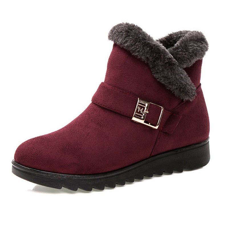 Women Warm Snow Faux Suede Ankle Boots