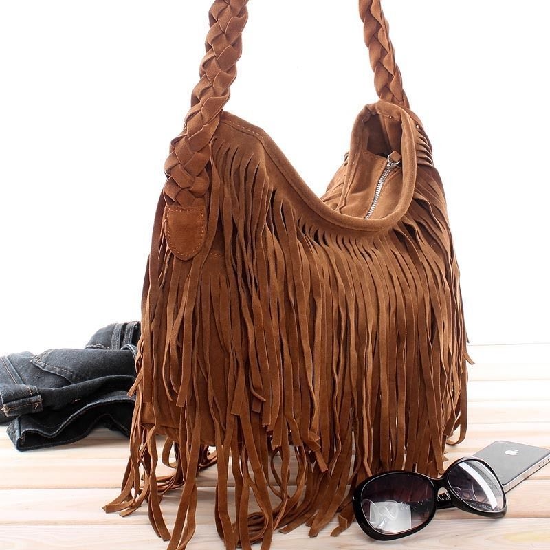 Style Women Cross Body Bag Shoulder Bag Handbag Tassel Zipper