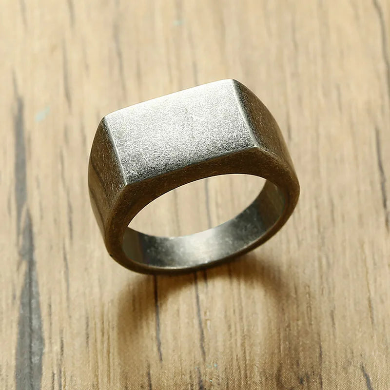 Retro Style Stamp Ring Stainless Steel Men Jewelry