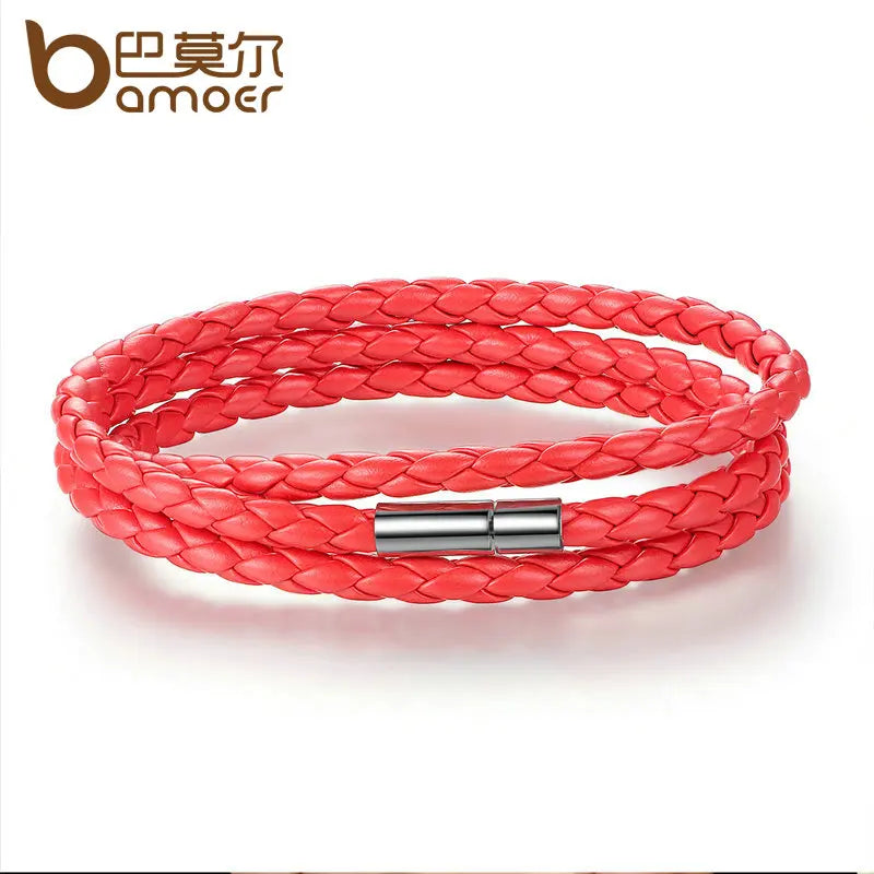 Long Chain Adjustable Magnet Buckle Unisex PU leather Bracelets f