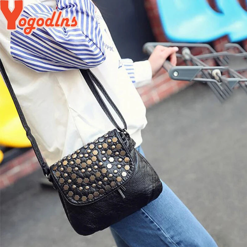 Fashion Black Clutch Rivet Purse Small Shoulder