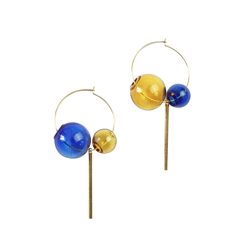 Design Vintage Glass Ball Circle Dangle Long Earrings