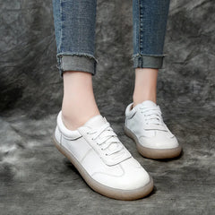 Woman Genuine Leather Vulcanized Shoes Flats Sneakers Platform