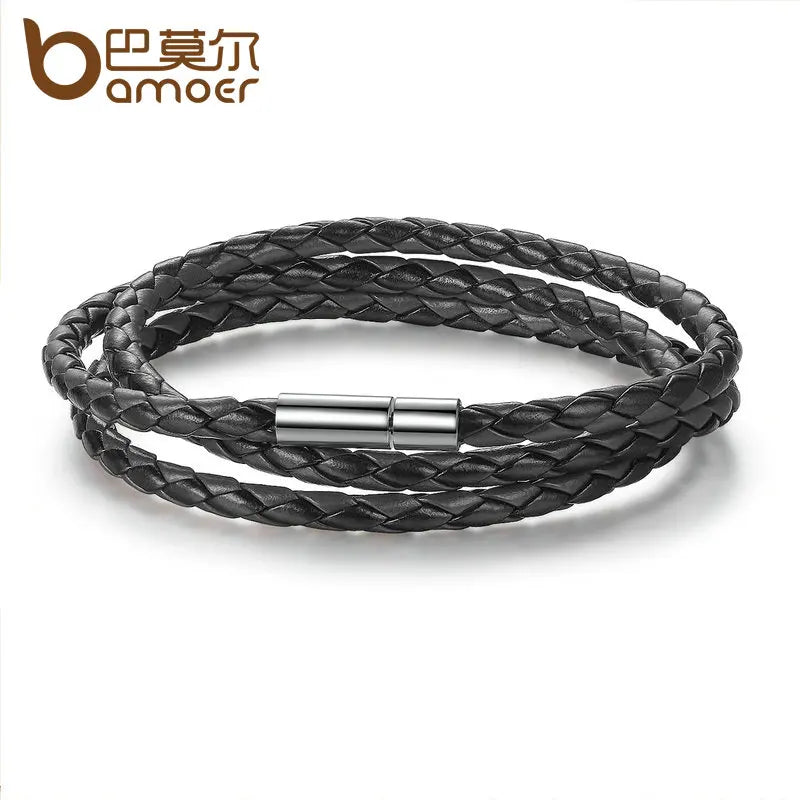 Long Chain Adjustable Magnet Buckle Unisex PU leather Bracelets f