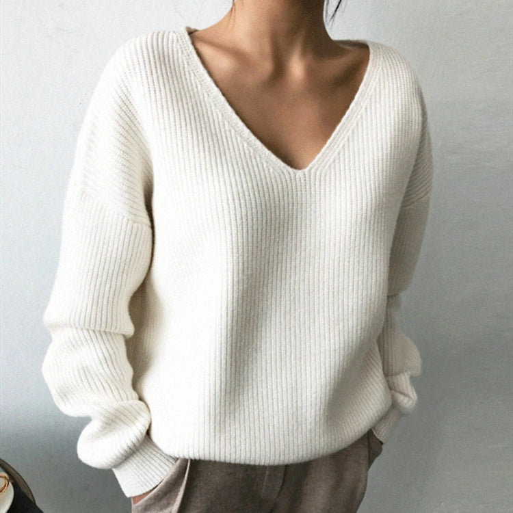 Minimalist Tops Oversized Irregular Hem Knitted Chic Casual Sweater