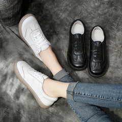 Woman Genuine Leather Vulcanized Shoes Flats Sneakers Platform