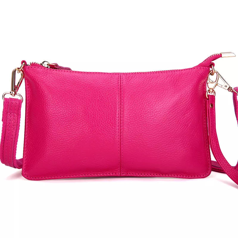 Women Genuine Leather Clutches Candy Color Shoulder Bags