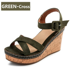 Wedge Sandals Peep Toe Buckle Shoes Platform Fashion Heel