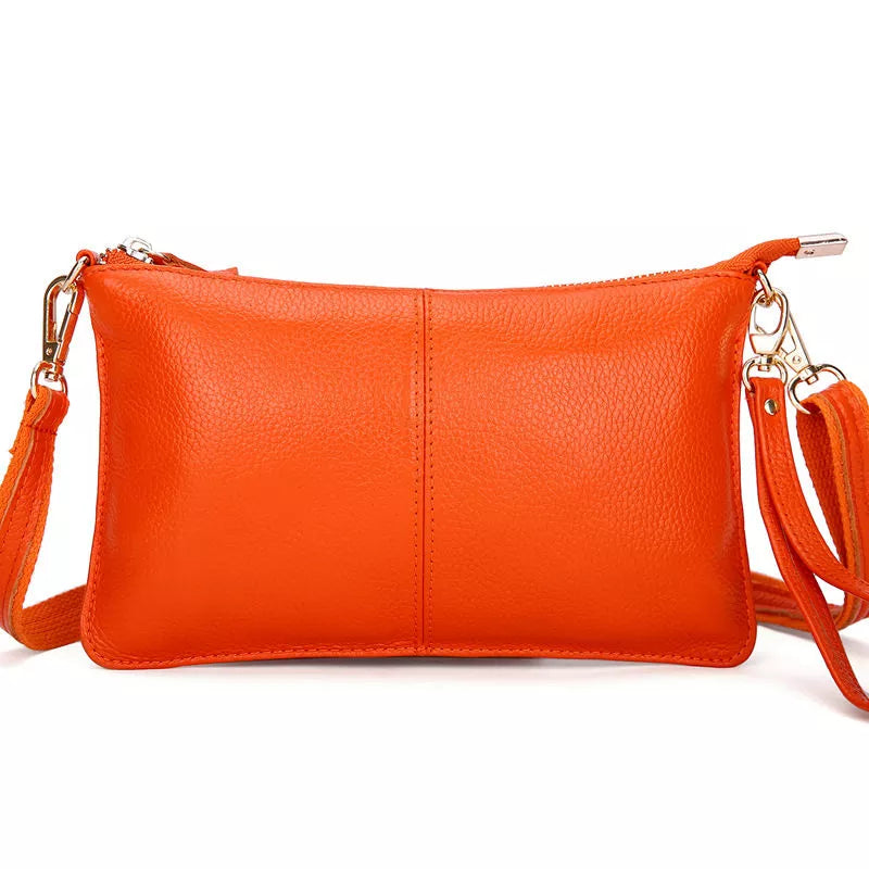 Women Genuine Leather Clutches Candy Color Shoulder Bags