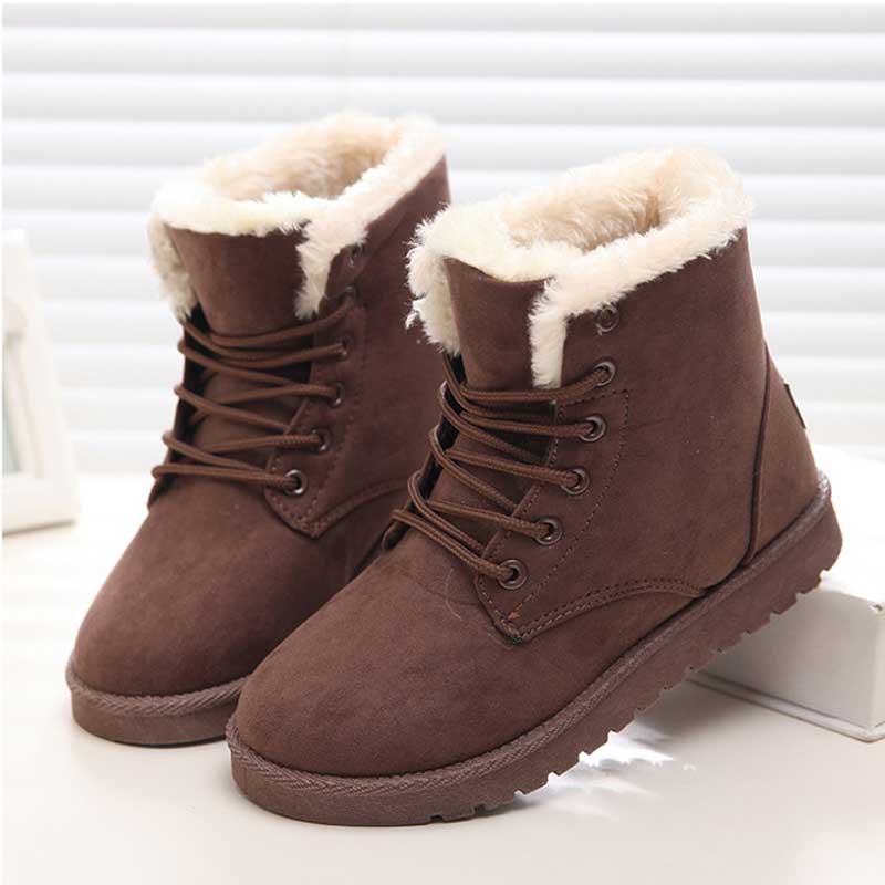 Women Warm Snow Faux Suede Ankle Boots