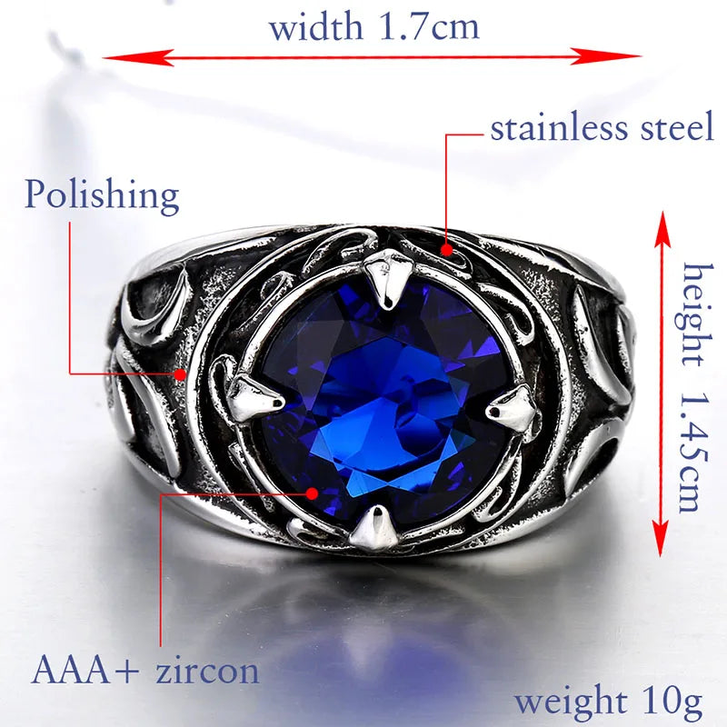 Stainless Steel Viking Pattern zircon Ring fashion