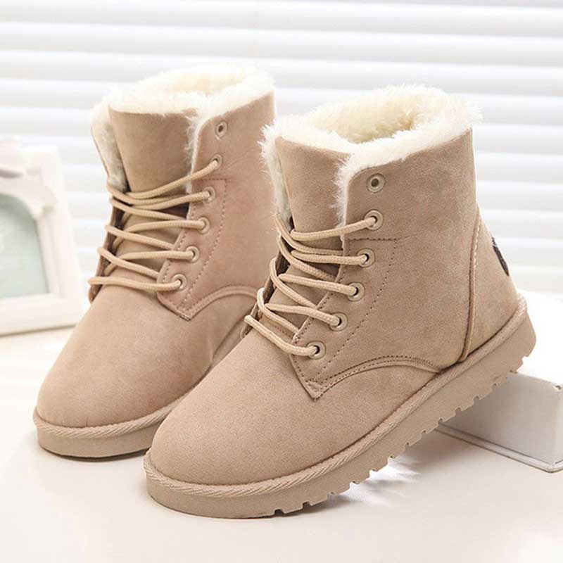 Women Warm Snow Faux Suede Ankle Boots