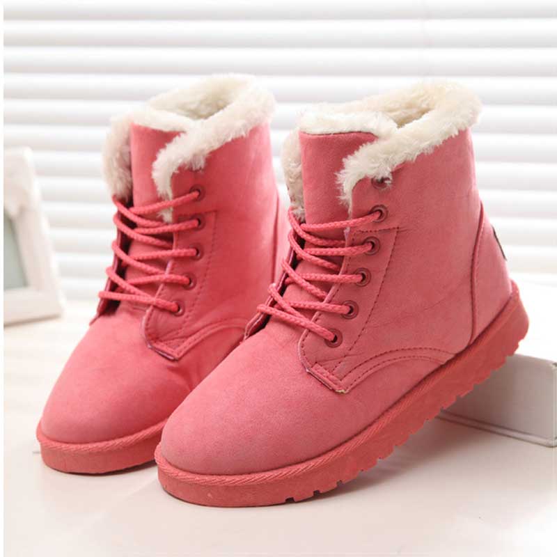 Women Warm Snow Faux Suede Ankle Boots