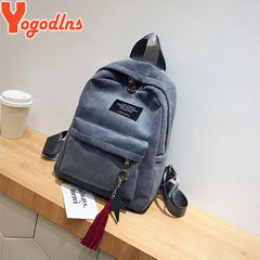 Backpacks School Shoulder Bag With Tassel Corduroy