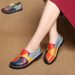 Women's Ladies Shoes Flats Genuine Leather Loafers Moccasins Mixed Colorful