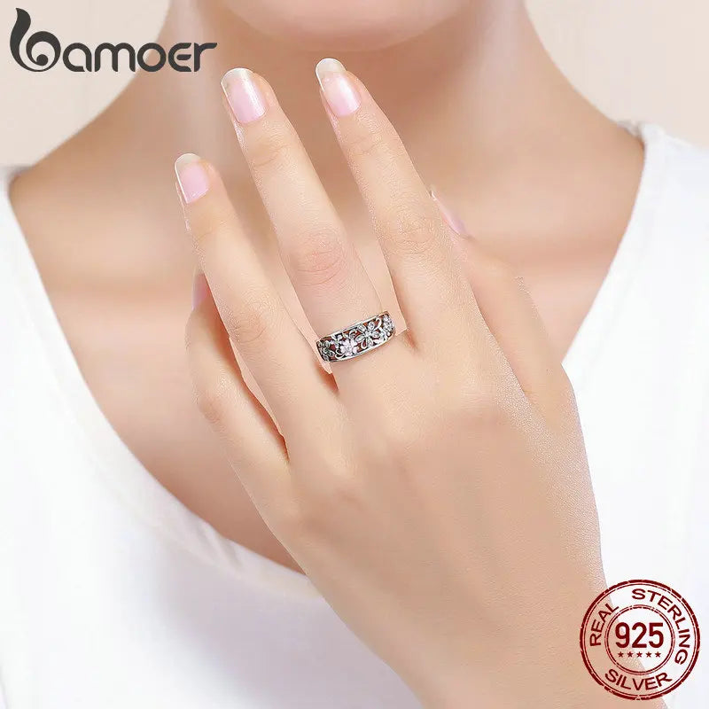 Daisy Flower Infinity Love Pave Finger Rings