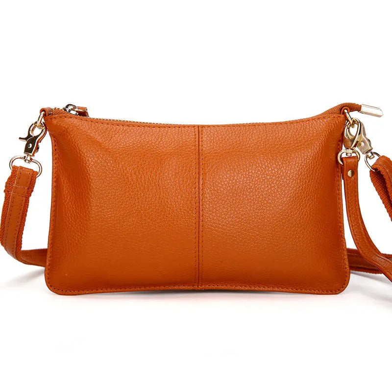 Women Genuine Leather Clutches Candy Color Shoulder Bags