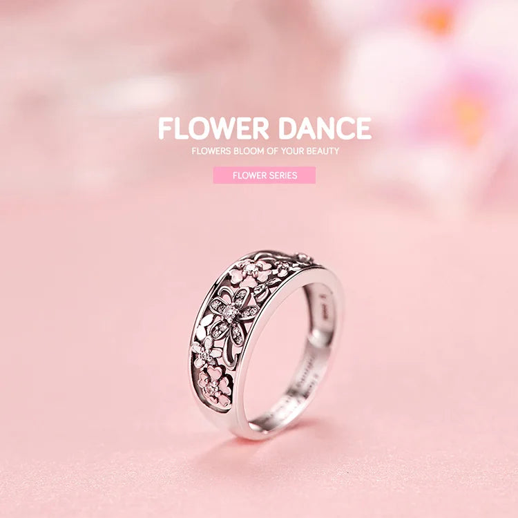 Daisy Flower Infinity Love Pave Finger Rings