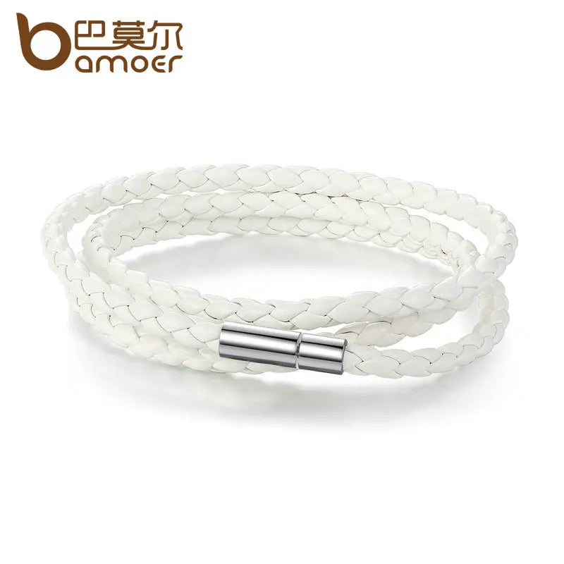 Long Chain Adjustable Magnet Buckle Unisex PU leather Bracelets f