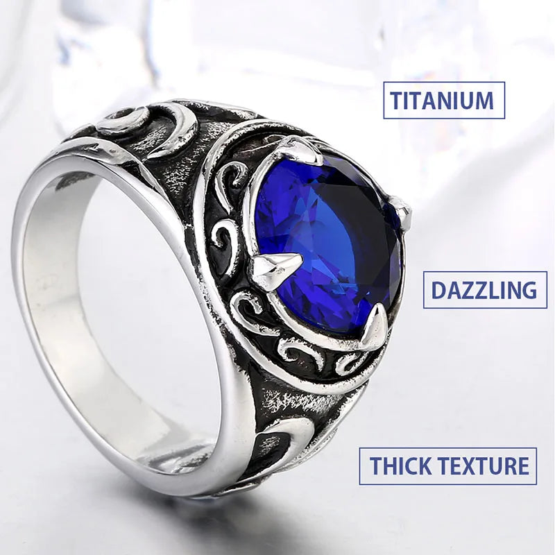 Stainless Steel Viking Pattern zircon Ring fashion