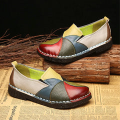 Women's Ladies Shoes Flats Genuine Leather Loafers Moccasins Mixed Colorful