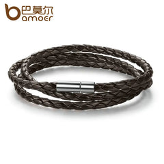 Long Chain Adjustable Magnet Buckle Unisex PU leather Bracelets f