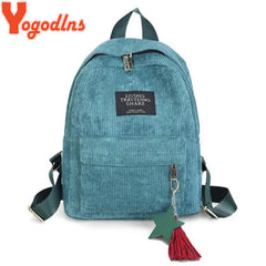 Backpacks School Shoulder Bag With Tassel Corduroy