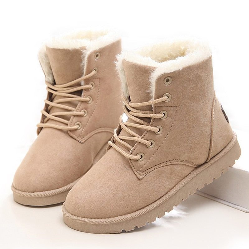 Women Warm Snow Faux Suede Ankle Boots