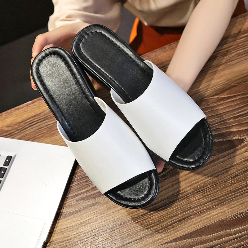 Platform Slippers Women Wedge Slides Fish Mouth Sandals