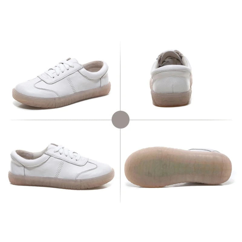 Woman Genuine Leather Vulcanized Shoes Flats Sneakers Platform