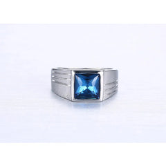 Blue CZ Zircon Engagement Band Ring