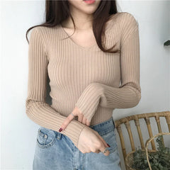 Autumn V Neck Knitted Fashion Sweaters