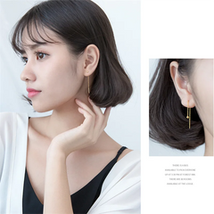 Fashion Silver Jewelry Litter Gloss Bead Long Drop Dangle Earrings