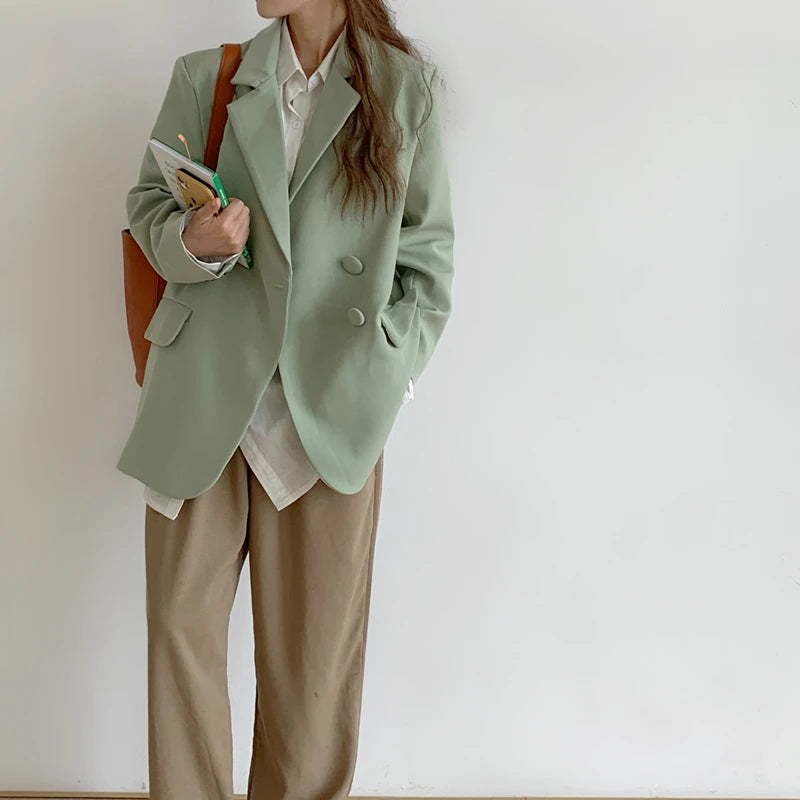 Pockets Jackets Fashionable Vintage Oversized Wild Office Blazers