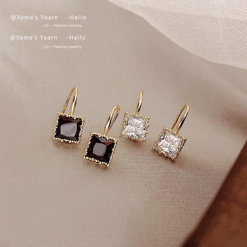 Fashion Geometric Crystal Square Mini Earrings