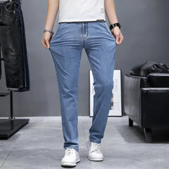 Classic Style Men's Jeans Cotton Casual Business Stretch Denim Trousers