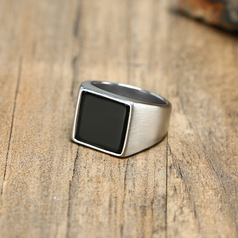 Ring for Men Stainless Steel Square Signet Ring