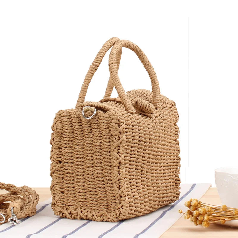 Summer Straw Beach Bag Handmade Handbag Shoulder Bags Rattan