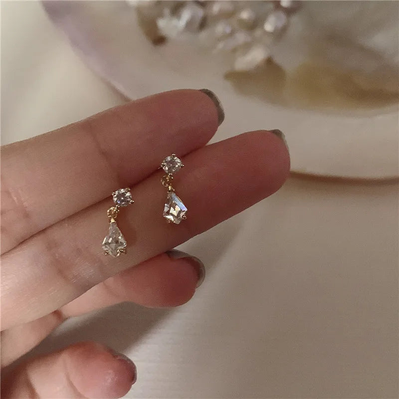 Water Drop Crystal  Earrings Plating Jewelry