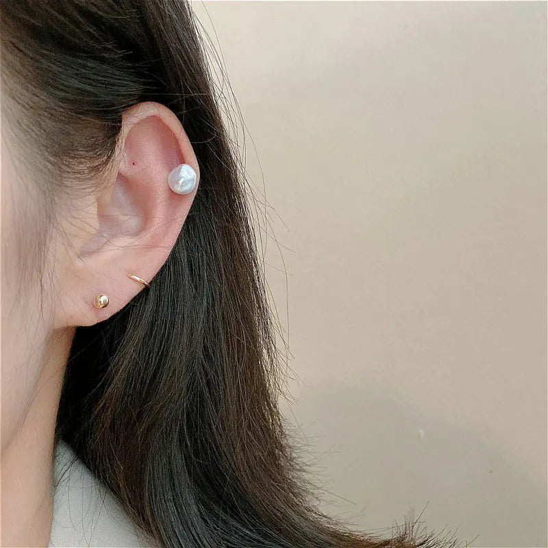 Irregular Pearl Stud Earrings Women Simple Jewelry