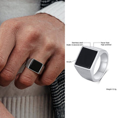 Ring for Men Stainless Steel Square Signet Ring